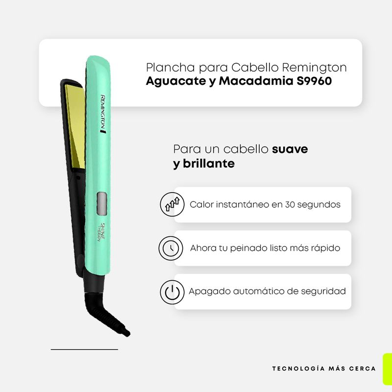 Plancha-para-Cabello-Remington-Aguacate-y-Macadamia-S9960-Verde