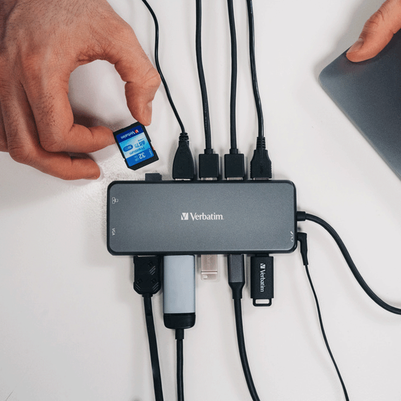 Multipuerto-HUB-USB-C-Pro-Verbatim-CMH-14-Gris-3
