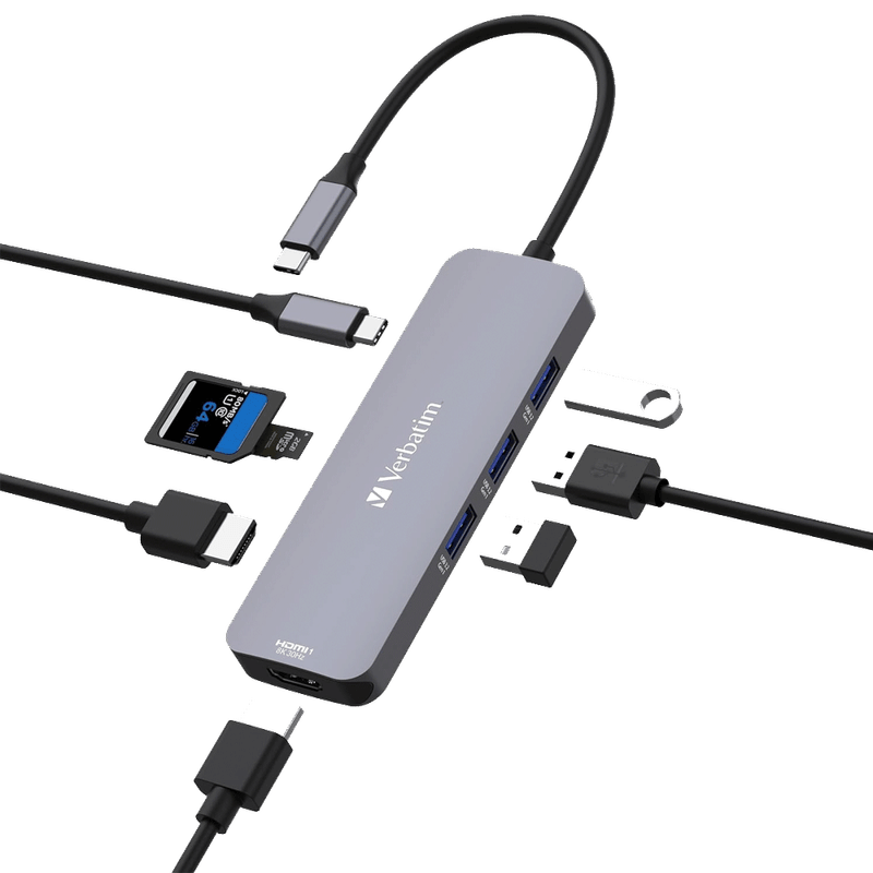 Multipuerto-HUB-USB-C-Pro-Verbatim-CMH-05-Gris-2