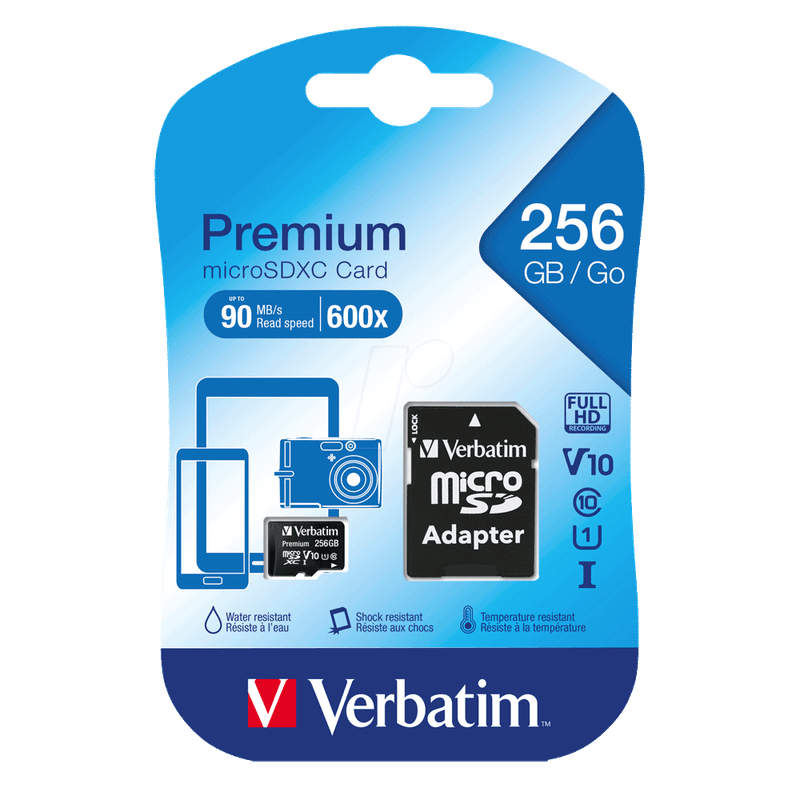 Memoria-Micro-SD-Premium-Verbatim-256GB-Clase-10-Negro-2